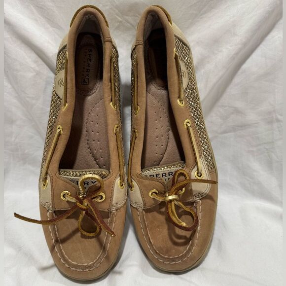 Sperry size 8 Women's angelfish Brown and Gold boat shoe Loafers - Picture 11 of 13
